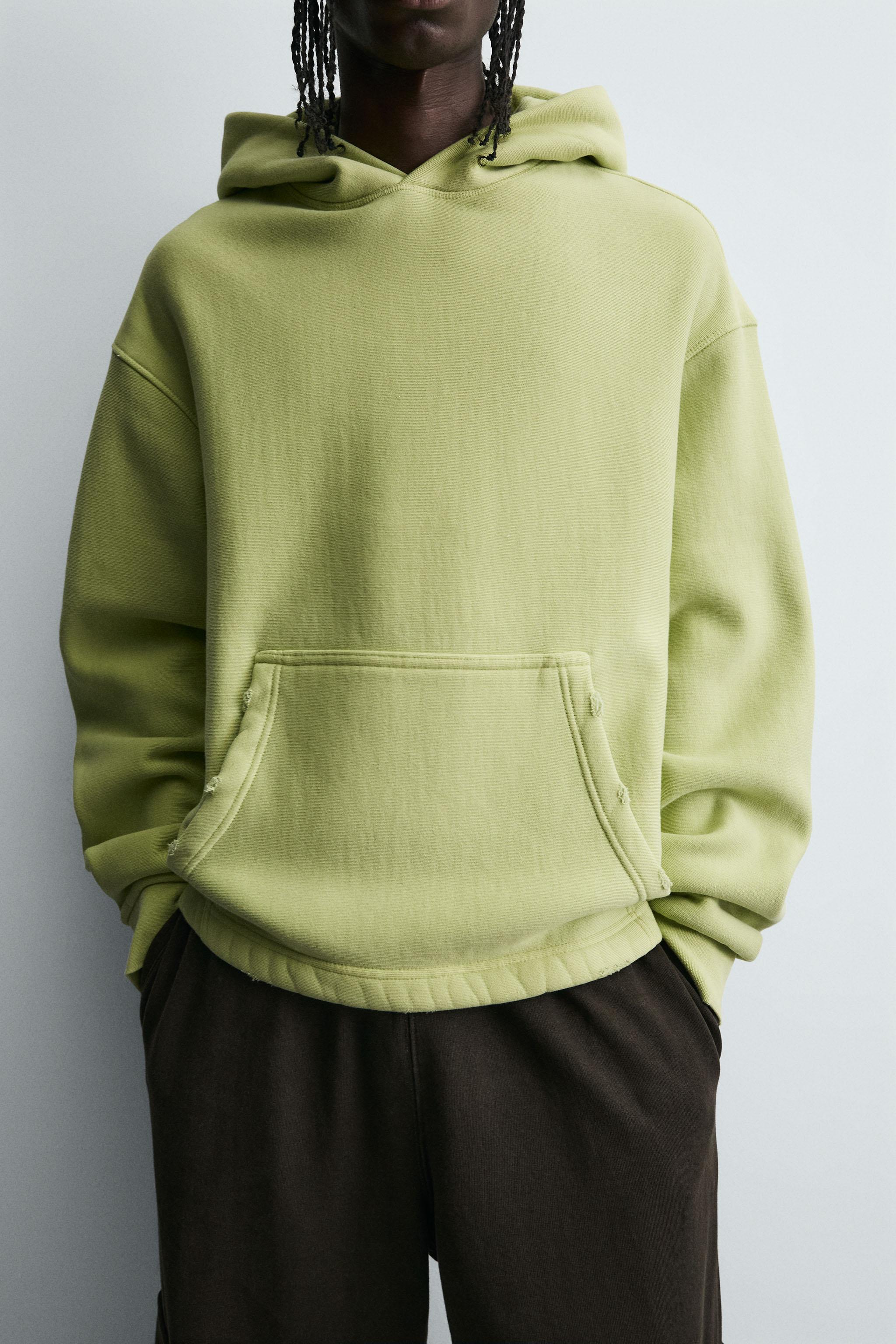 WASHED EFFECT HOODIE SWEATSHIRT